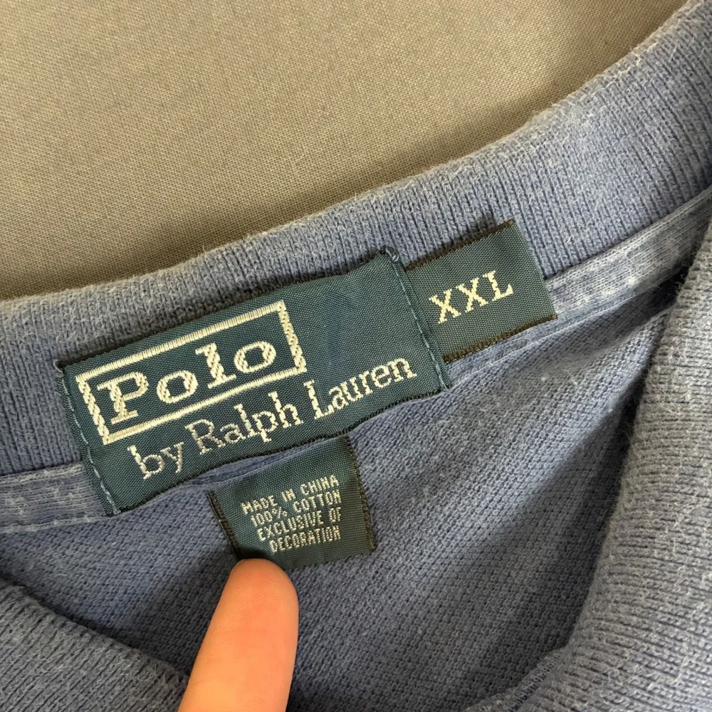Polo Ralph Lauren Blue Short Sleeve Polo Men's Size XXL Orange Pony VTG Preppy